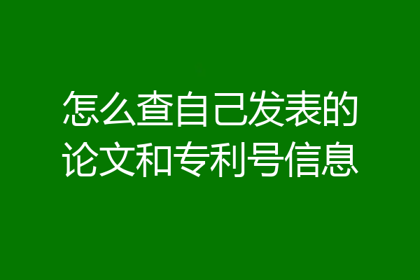 怎么查自己发表的论文和专利号信息
