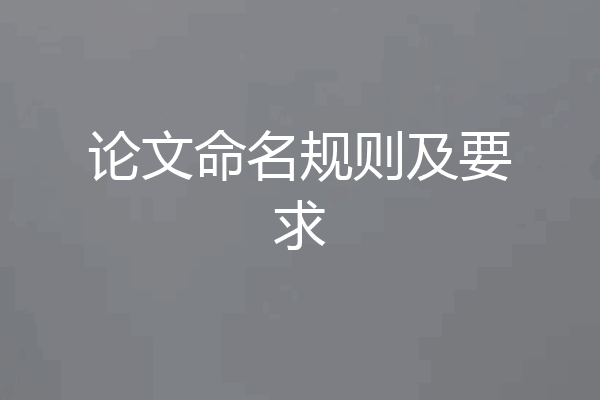 论文命名规则及要求