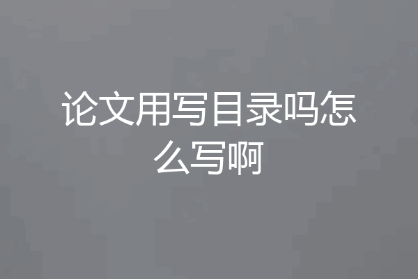 论文用写目录吗怎么写啊