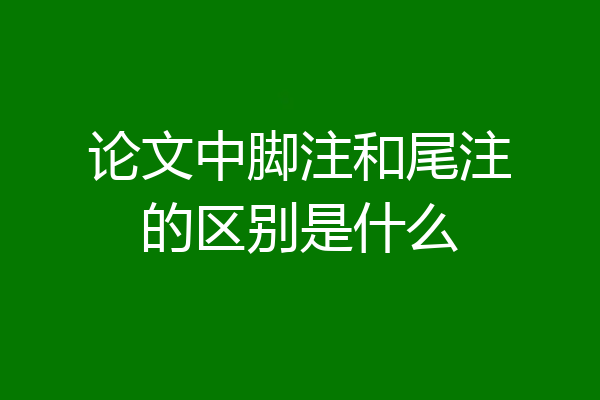 论文中脚注和尾注的区别是什么