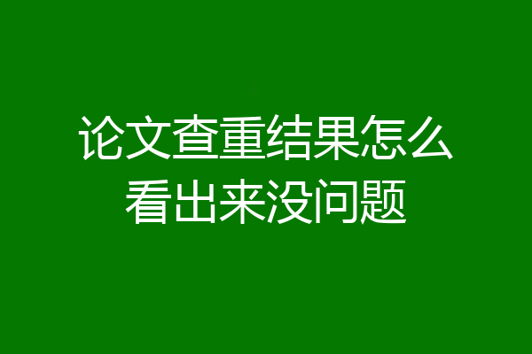 论文查重结果怎么看出来没问题