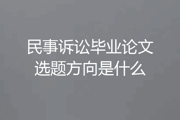 民事诉讼毕业论文选题方向是什么