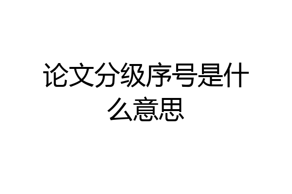 论文分级序号是什么意思