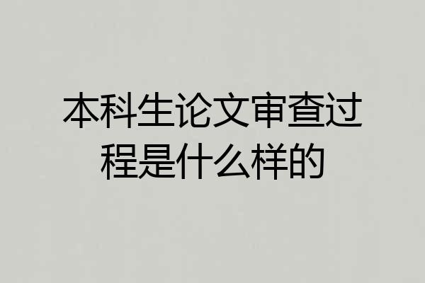 本科生论文审查过程是什么样的