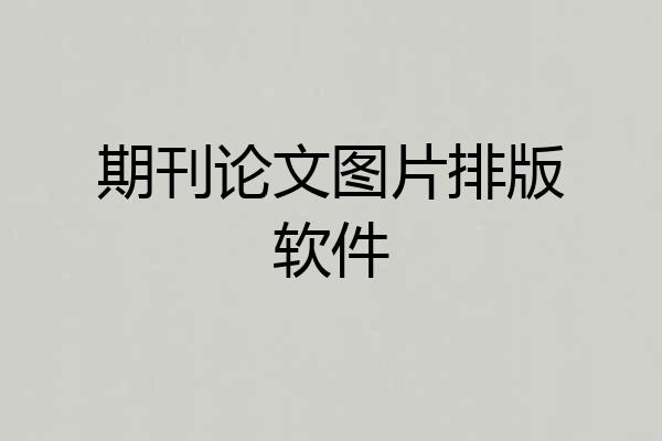期刊论文图片排版软件