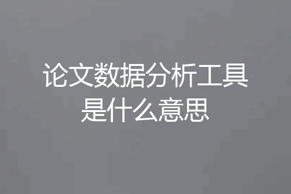 论文数据分析工具是什么意思