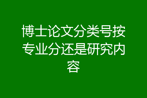 博士论文分类号按专业分还是研究内容