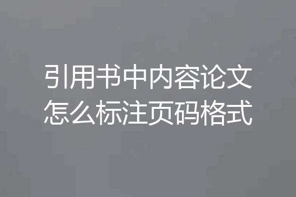 引用书中内容论文怎么标注页码格式