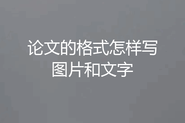 论文的格式怎样写图片和文字