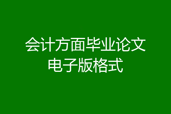 会计方面毕业论文电子版格式