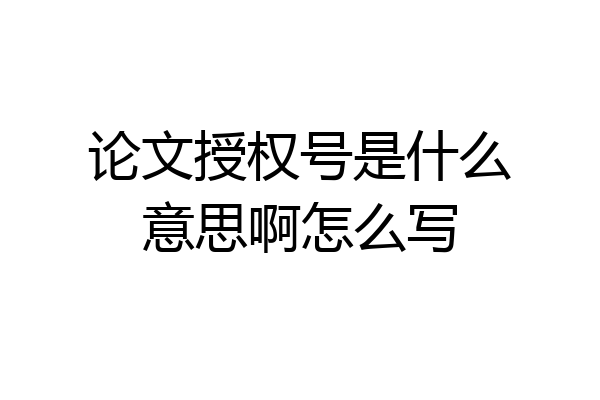 论文授权号是什么意思啊怎么写