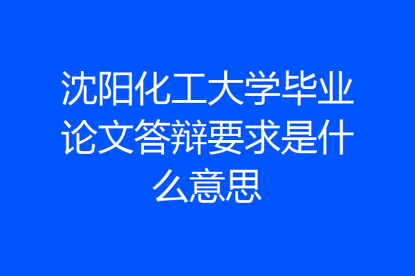 沈阳化工大学毕业论文答辩要求是什么意思