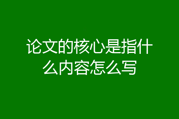 论文的核心是指什么内容怎么写