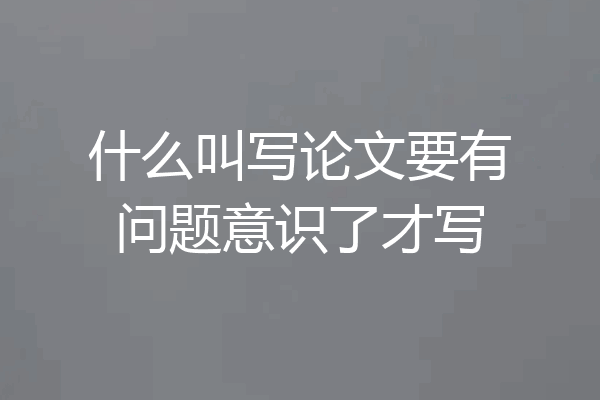什么叫写论文要有问题意识了才写