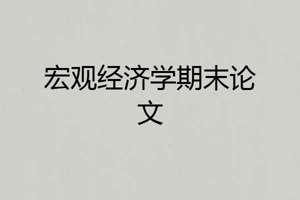 宏观经济学期末论文