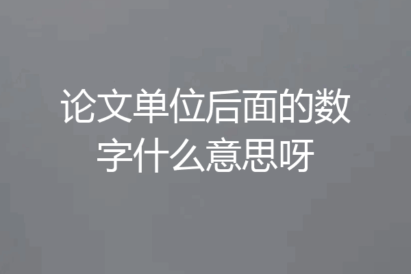 论文单位后面的数字什么意思呀