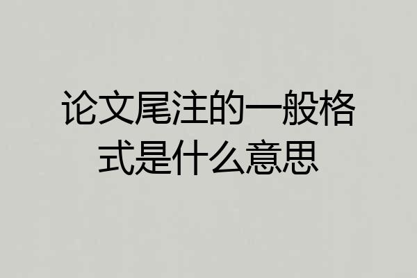 论文尾注的一般格式是什么意思