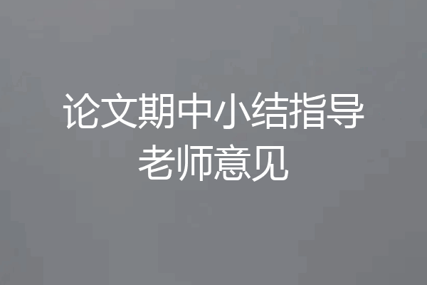 论文期中小结指导老师意见