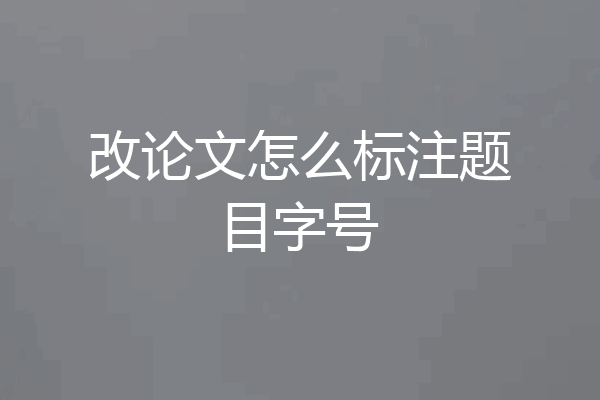 改论文怎么标注题目字号