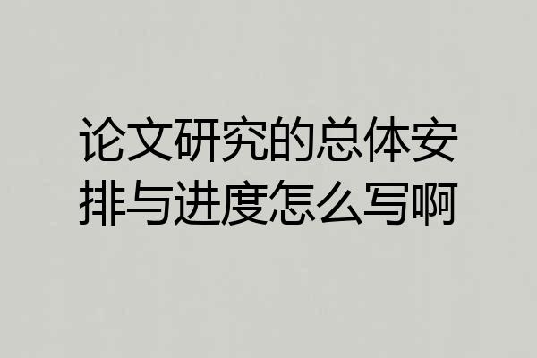 论文研究的总体安排与进度怎么写啊