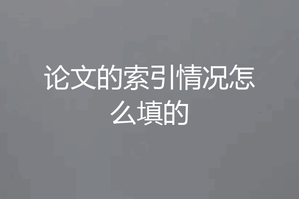 论文的索引情况怎么填的