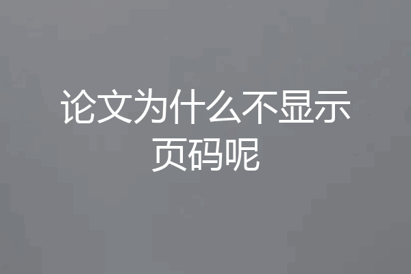 论文为什么不显示页码呢