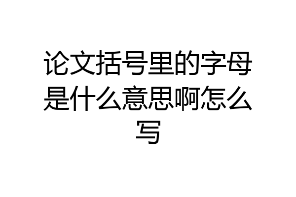 论文括号里的字母是什么意思啊怎么写