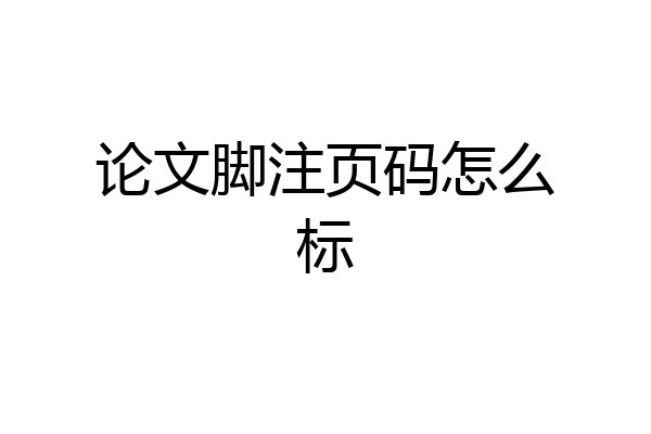 论文脚注页码怎么标