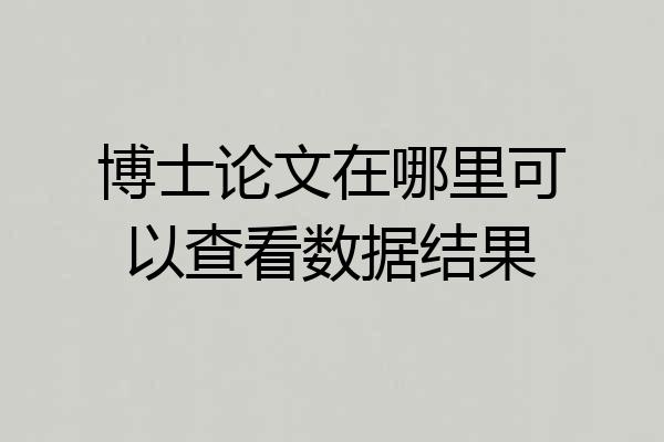博士论文在哪里可以查看数据结果