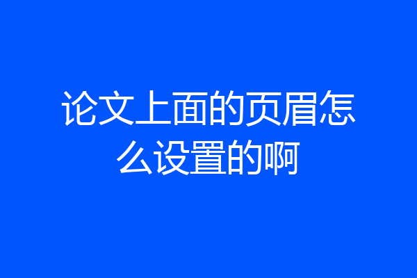 论文上面的页眉怎么设置的啊