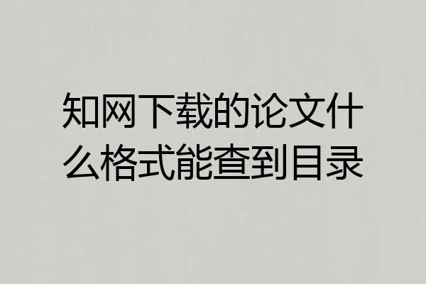 知网下载的论文什么格式能查到目录