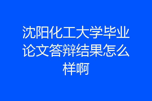 沈阳化工大学毕业论文答辩结果怎么样啊