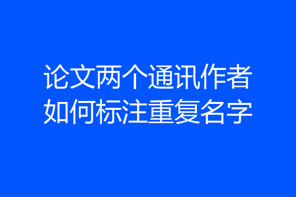 论文两个通讯作者如何标注重复名字