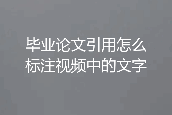 毕业论文引用怎么标注视频中的文字
