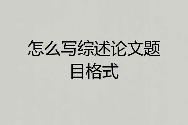 怎么写综述论文题目格式