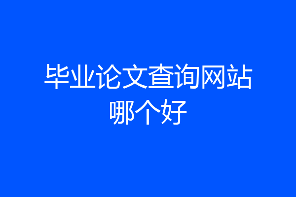 毕业论文查询网站哪个好