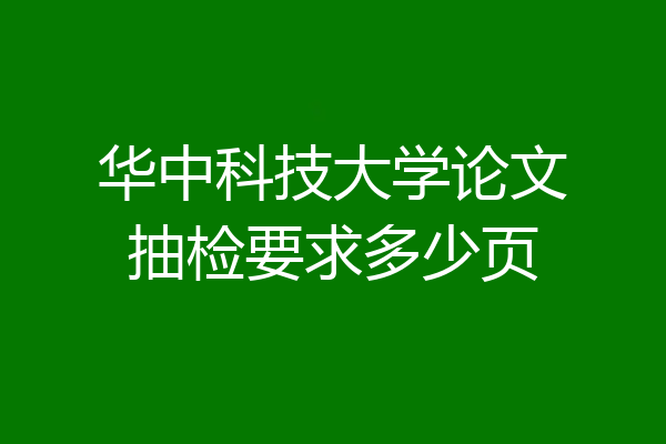 华中科技大学论文抽检要求多少页