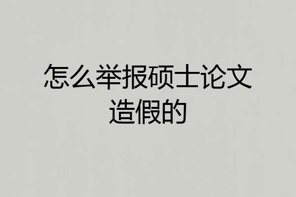 怎么举报硕士论文造假的
