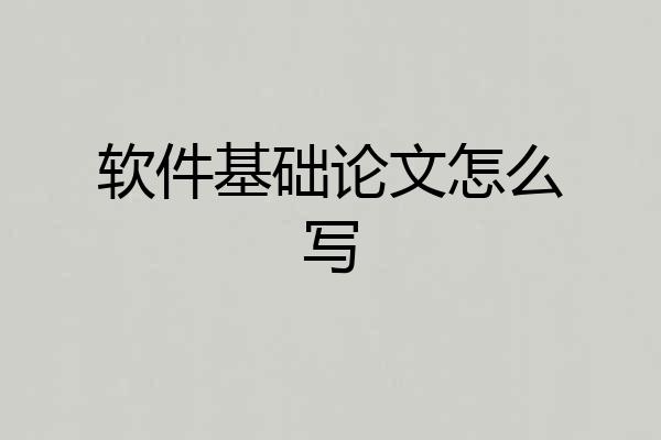软件基础论文怎么写