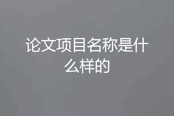 论文项目名称是什么样的