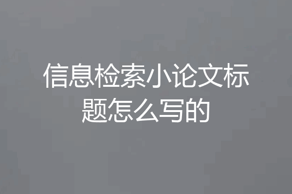 信息检索小论文标题怎么写的