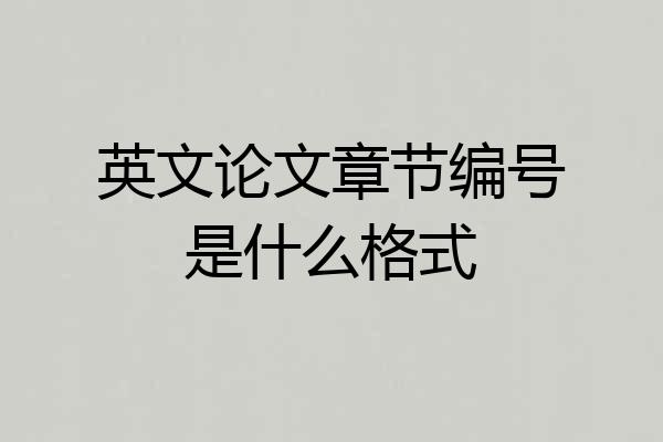 英文论文章节编号是什么格式