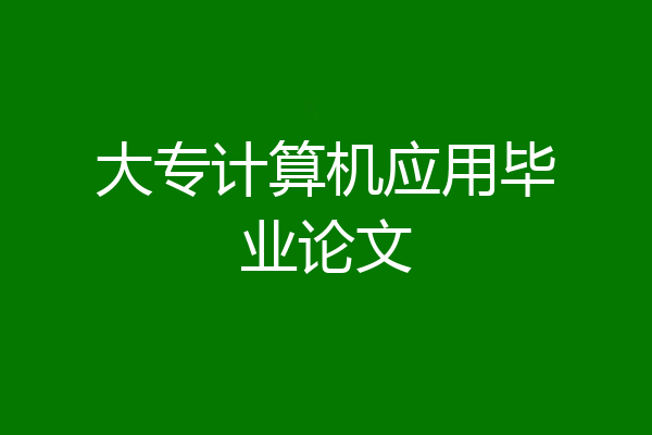 大专计算机应用毕业论文