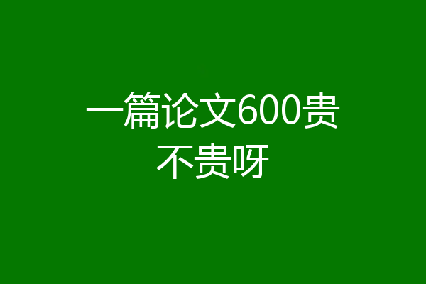 一篇论文600贵不贵呀