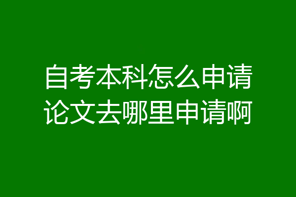自考本科怎么申请论文去哪里申请啊