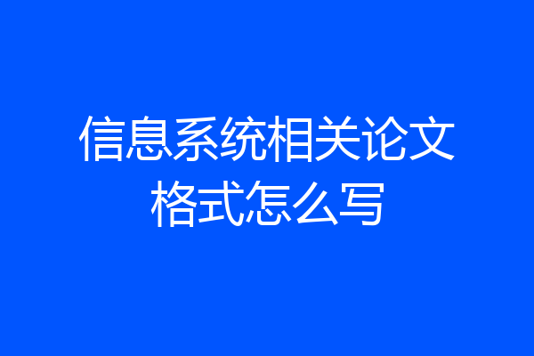 信息系统相关论文格式怎么写