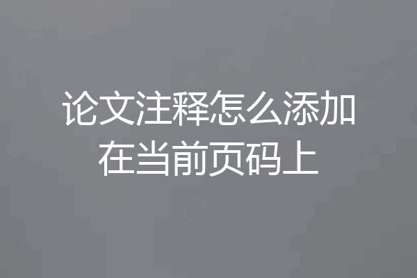 论文注释怎么添加在当前页码上