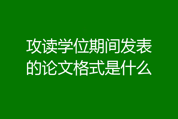 攻读学位期间发表的论文格式是什么
