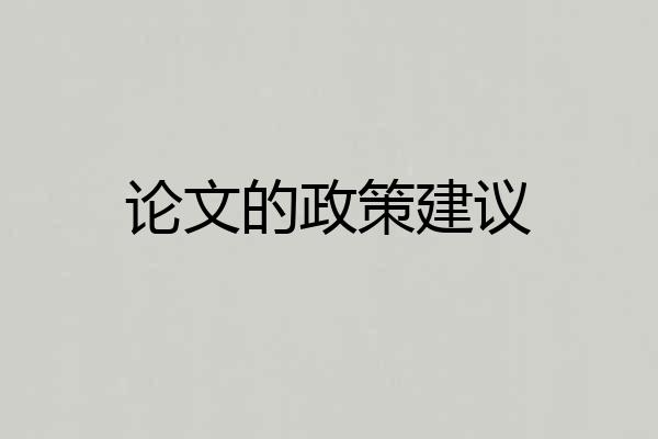 论文的政策建议