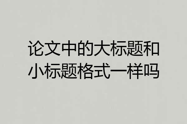 论文中的大标题和小标题格式一样吗